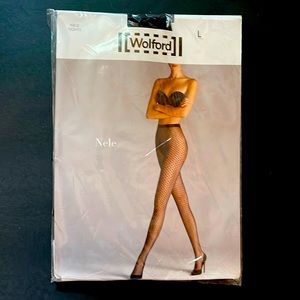 Wolford -Nele Tights- New in packaging.  Black - Size Large - Geometric pattern.